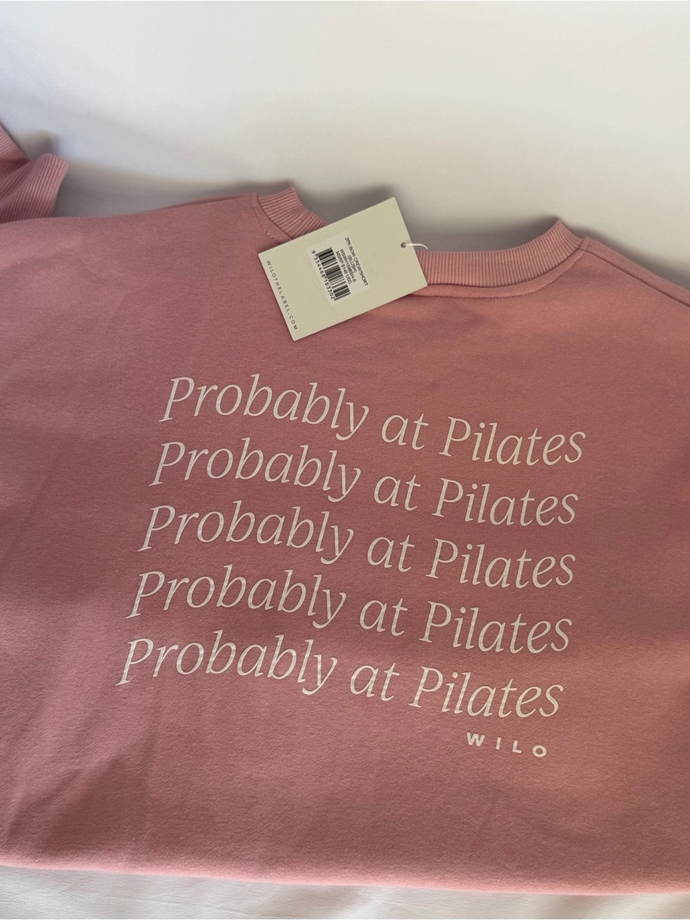 Wilo The Label Blush Women's “Probably at Pilates” Bow Sweatshirt & Spandex Set - Picture 2 of 6